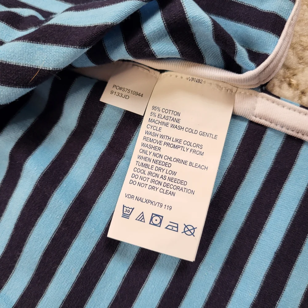 Nautica Blue Sheath V-neck Striped Sleeveless Logo Knee-length Dress - Picture 8 of 8